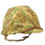 Original U.S. WWII M1 McCord Front Seam Fixed Bale Helmet with Seaman Paper Co Liner & HBT Camouflage Cover Original Items
