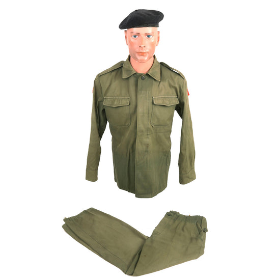 Original Persian Gulf War Iraqi Ministry of Defense Green Uniform Set With Beret - Formerly Part of the A.A.F. Tank Museum Original Items