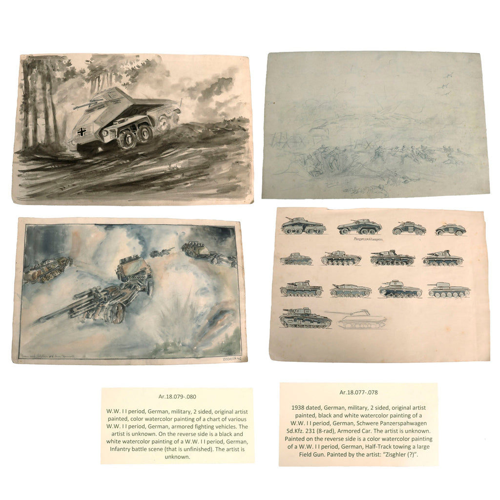 DRAFT Pair of original water colors German Original Items