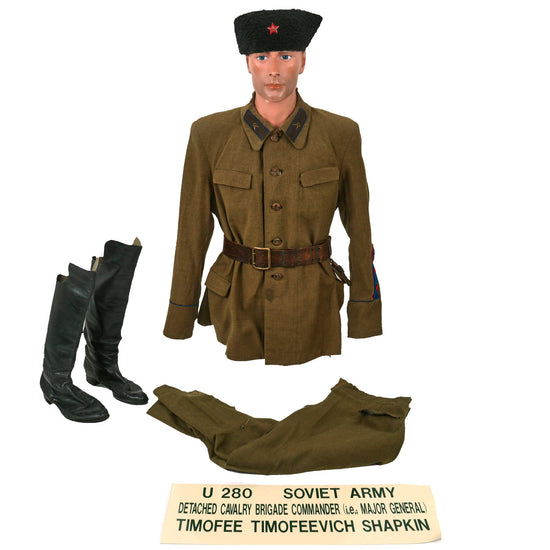 Original Soviet WWII Red Army Cavalry Brigade Commander Major General Timofee Timofeevich Shapkin, Commander of the 4th Cavalry Corps Uniform Set - Formerly A.A.F. Tank Museum Original Items
