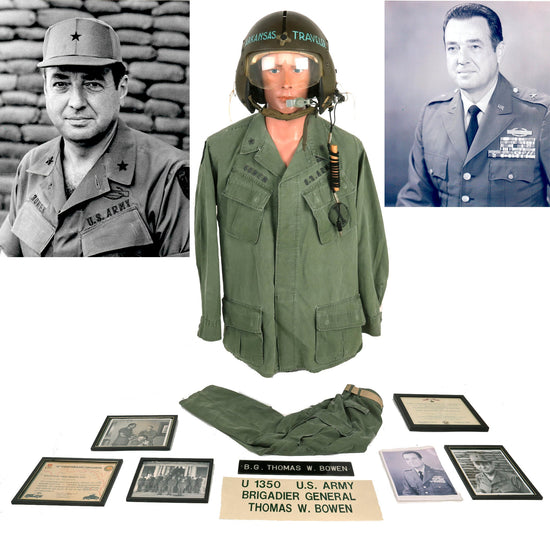 Original U.S. Vietnam War Brigadier General Thomas Willard Bowen APH-5 Helicopter Pilot Flying Helmet and Uniform Grouping With Photos and Documents - Formerly A.A.F. Tank Museum Original Items