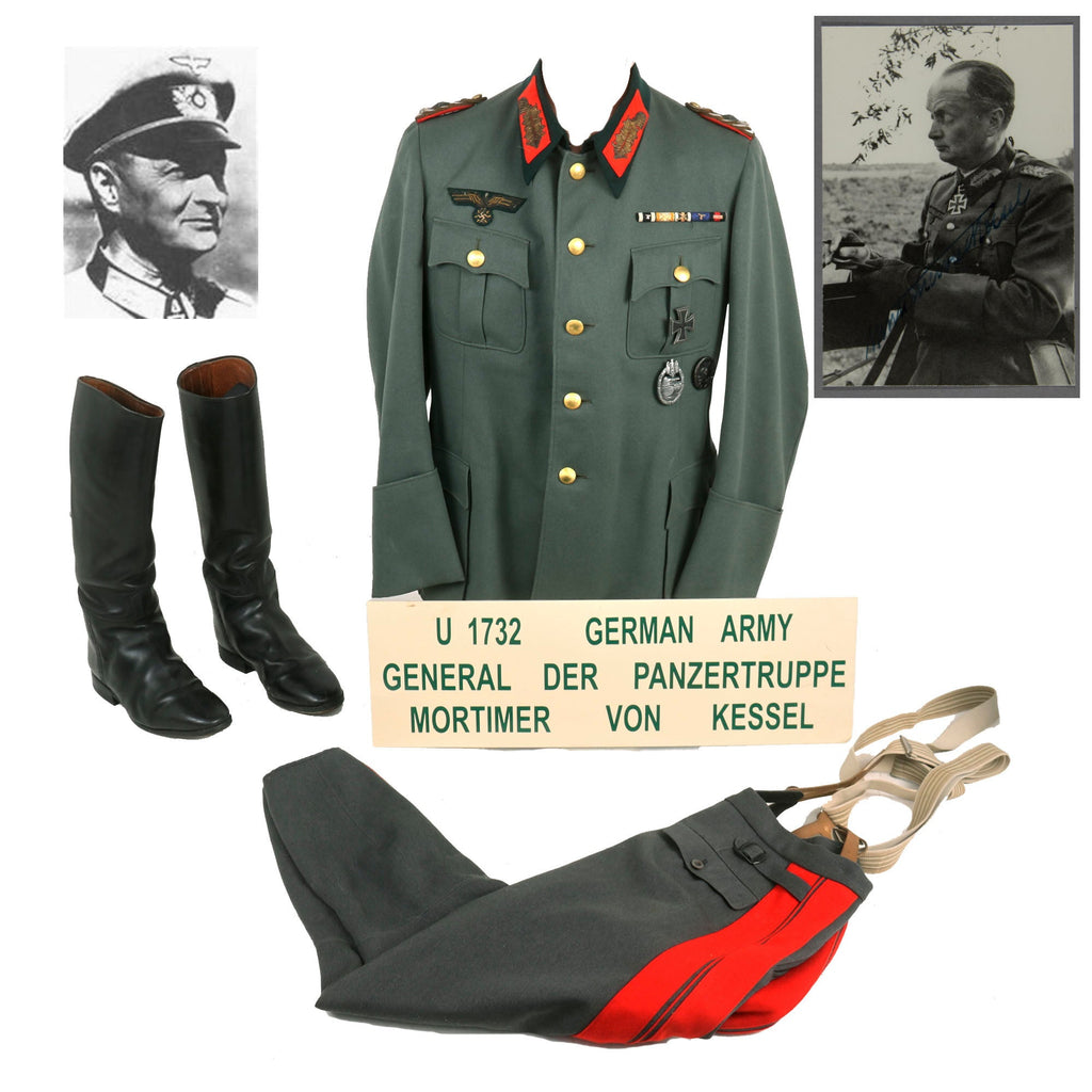 Original German WWII 20th Panzer Div. & VII Panzerkorps Commander General der Panzertruppen Mortimer von Kessel Uniform Set - Formerly Part of the A.A.F. Tank Museum Original Items