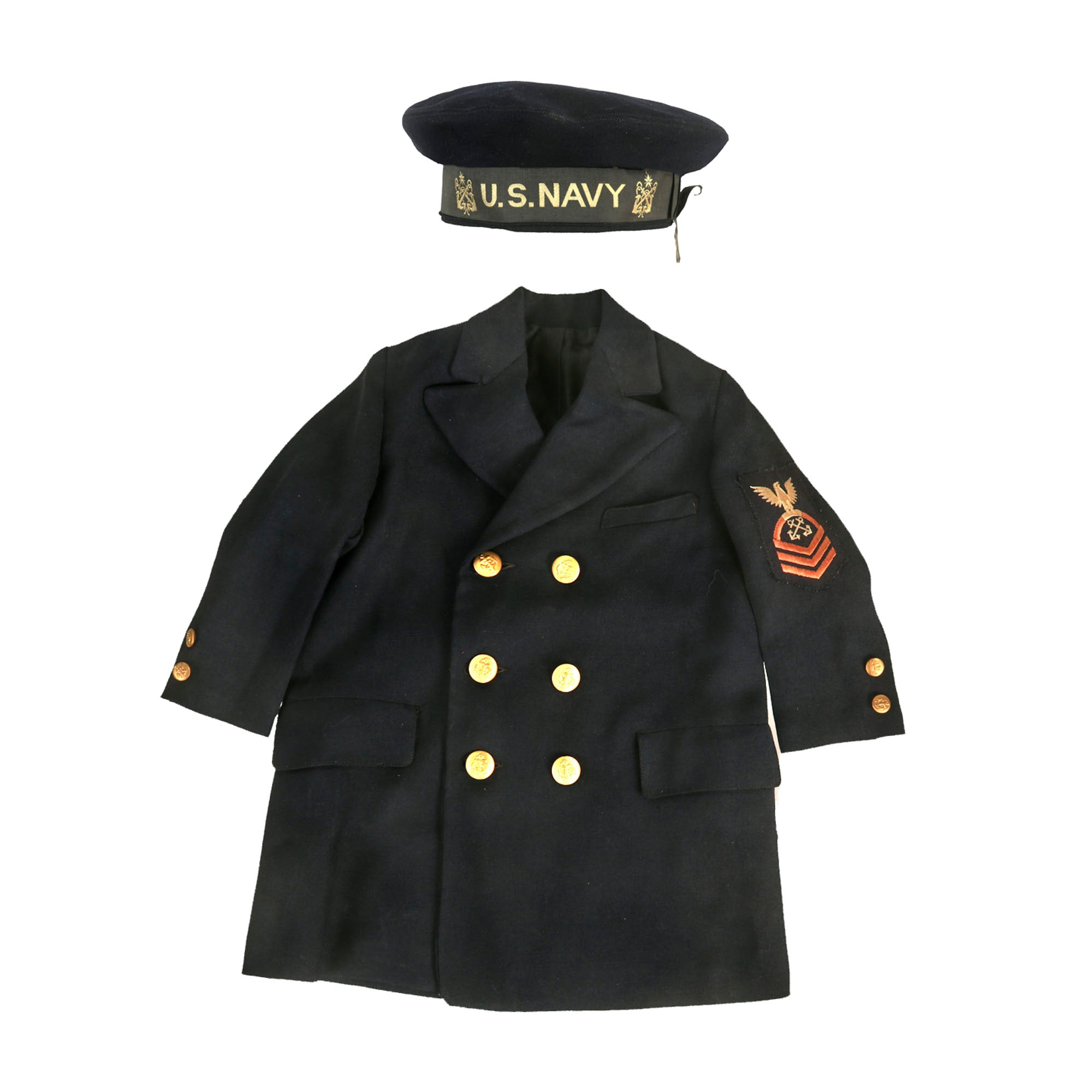 Original U.S. WWII Era Children's U.S. Navy Chief Boatswain's Mate Blu International Military Antiques Original U.S. WWII Era Children's U.S. Navy Chief Boatswain's Mate Blu International Military Antiques