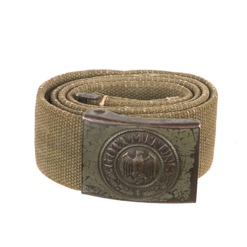 Original German WWII Rare Tropical Afrikakorps DAK Web Belt with Steel Buckle Original Items