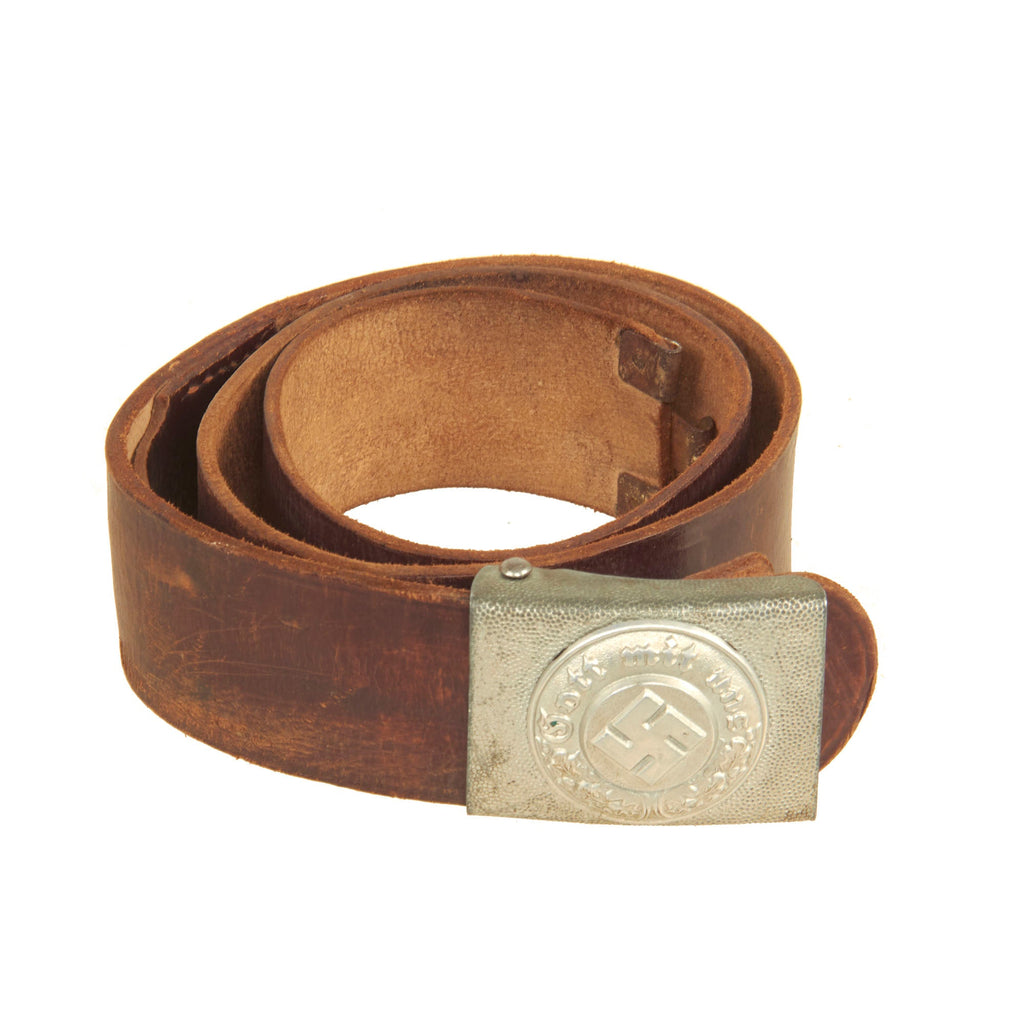 Original German WWII Police Belt by Ewald Lüneschloss with Pebbled EM/NCO Buckle Original Items