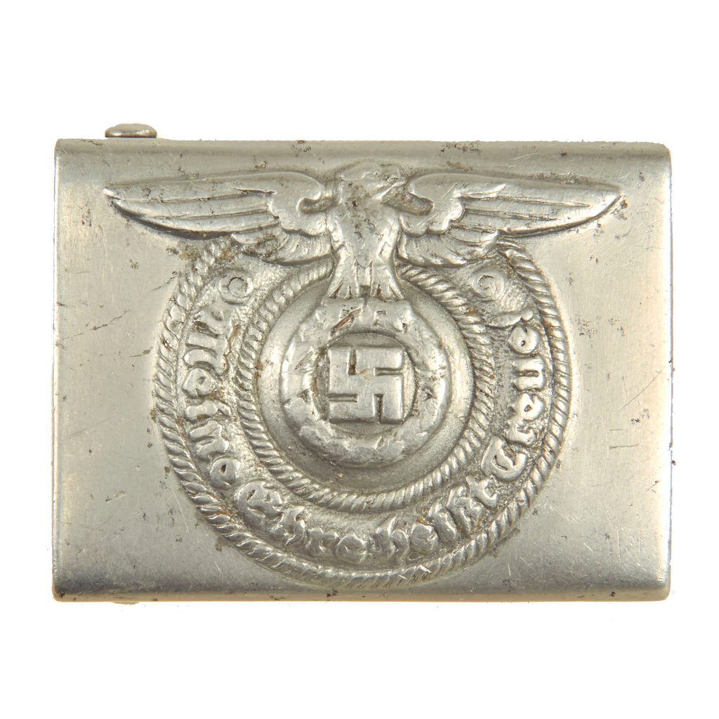Original German WWII Rare 1940 Dated Aluminum SS EM/NCO Belt Buckle by Overhoff - RZM 36/40 Original Items
