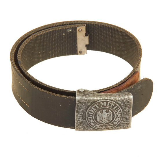 Original Rare German Pre WWII 1937 Dated Heer EM/NCO Rubberized Canvas Belt with Aluminum Buckle by Richard Sieper & Söhne Original Items