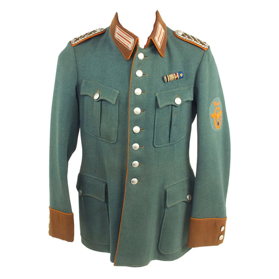 Original German WWII Gendarmerie Rural Police Weimar Area Meister NCO's M36 Field Tunic with WWI Era Medal Bar Original Items