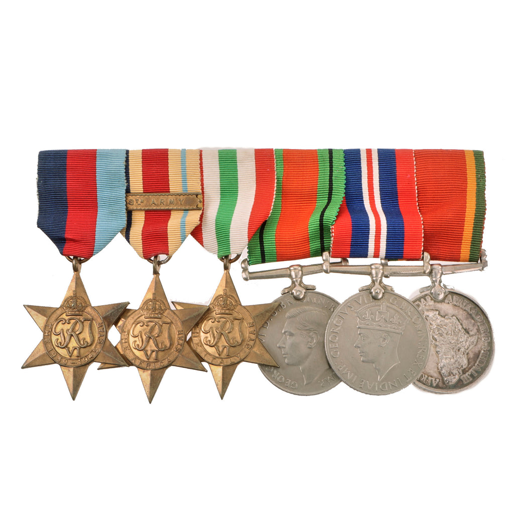 Original South African WWII Named Six-Medal Campaign Group to 191437 R.G. New - Africa Star with 8th Army Clasp & Italy Star