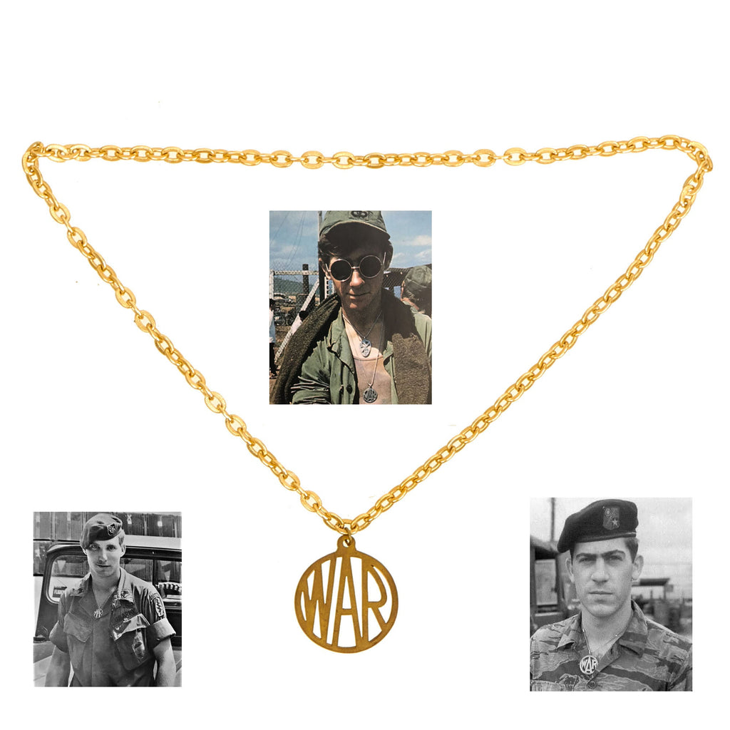 Original U.S. Vietnam War Era Brass “WAR” Gag Pendant for Opposition to Anti-War Movement - As Worn by SOG Team Members In Country Original Items