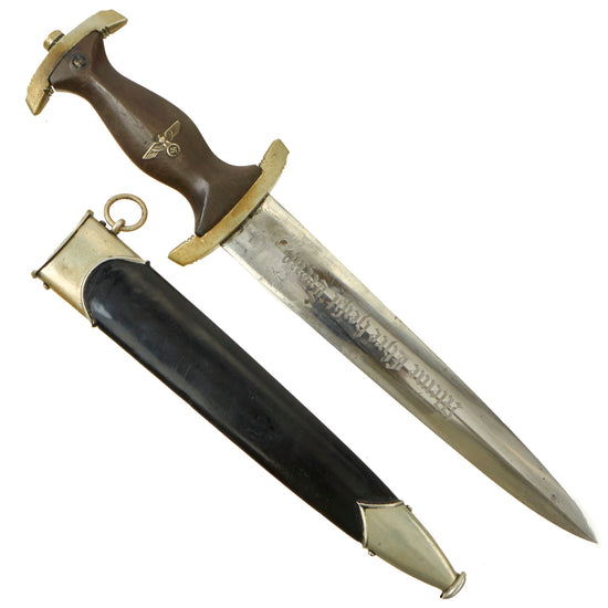 Original German WWII Early M33 SS Dagger by Robert Klaas of Solingen with Repainted Scabbard Original Items
