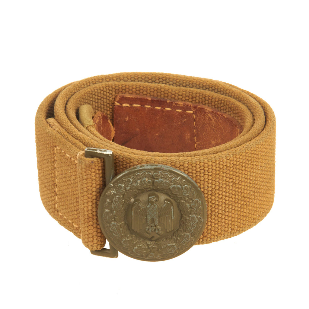 Original German WWII Rare Heer Army Officer's Tropical Afrikakorps DAK Web Belt with Buckle Original Items