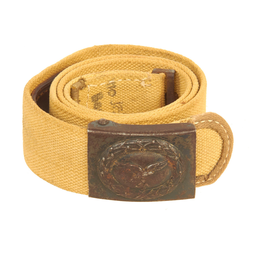 Original German WWII Rare Luftwaffe Afrikakorps DAK Web Belt with Steel Buckle by Schmölle & Comp. dated 1940 Original Items