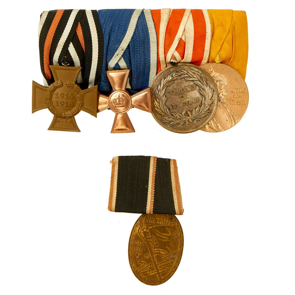 Original Imperial German WWI Parade Medal Bar Featuring 4 Medals and 1 Medal Separate Original Items