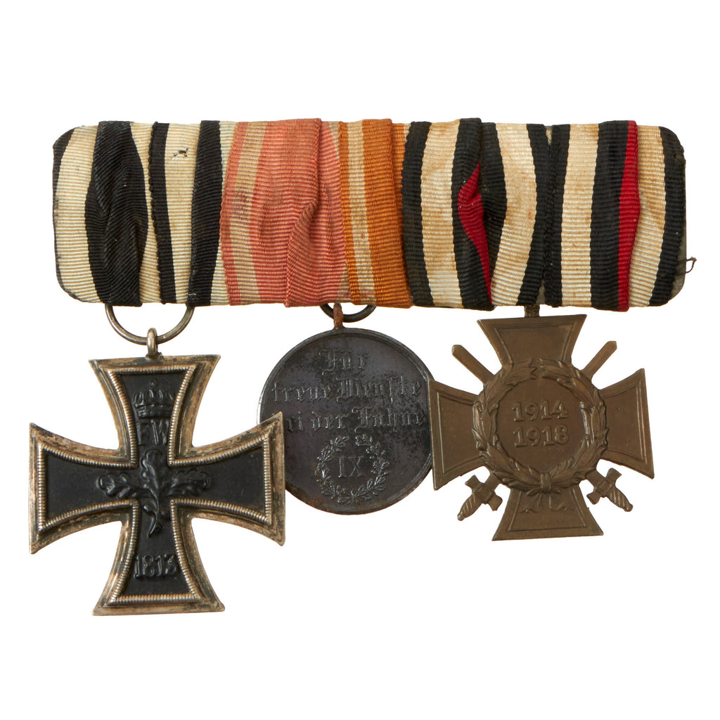 Original Imperial German WWI Era Medal Bar with EKII and Kingdom of Württemberg Long Service Medal - 3 Awards Original Items