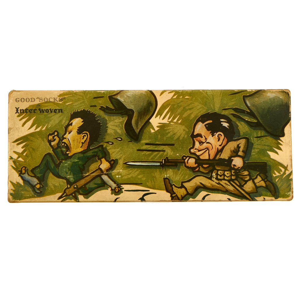 Original WWII U.S. Anti-Japanese Propaganda Interwoven Sock Box- Dated 1942 Original Items