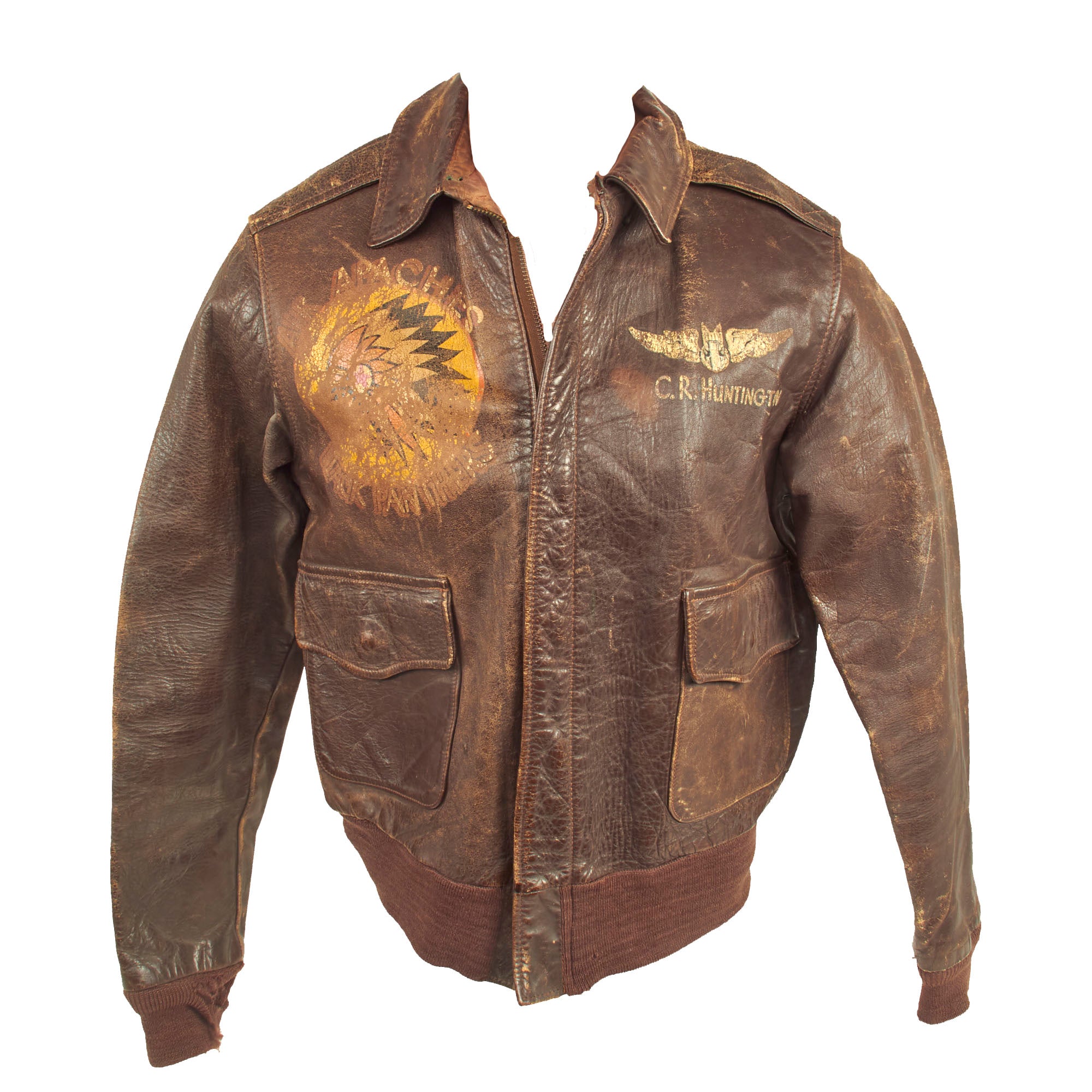 Original U.S. WWII Named Painted A-2 Leather Flight Jacket For