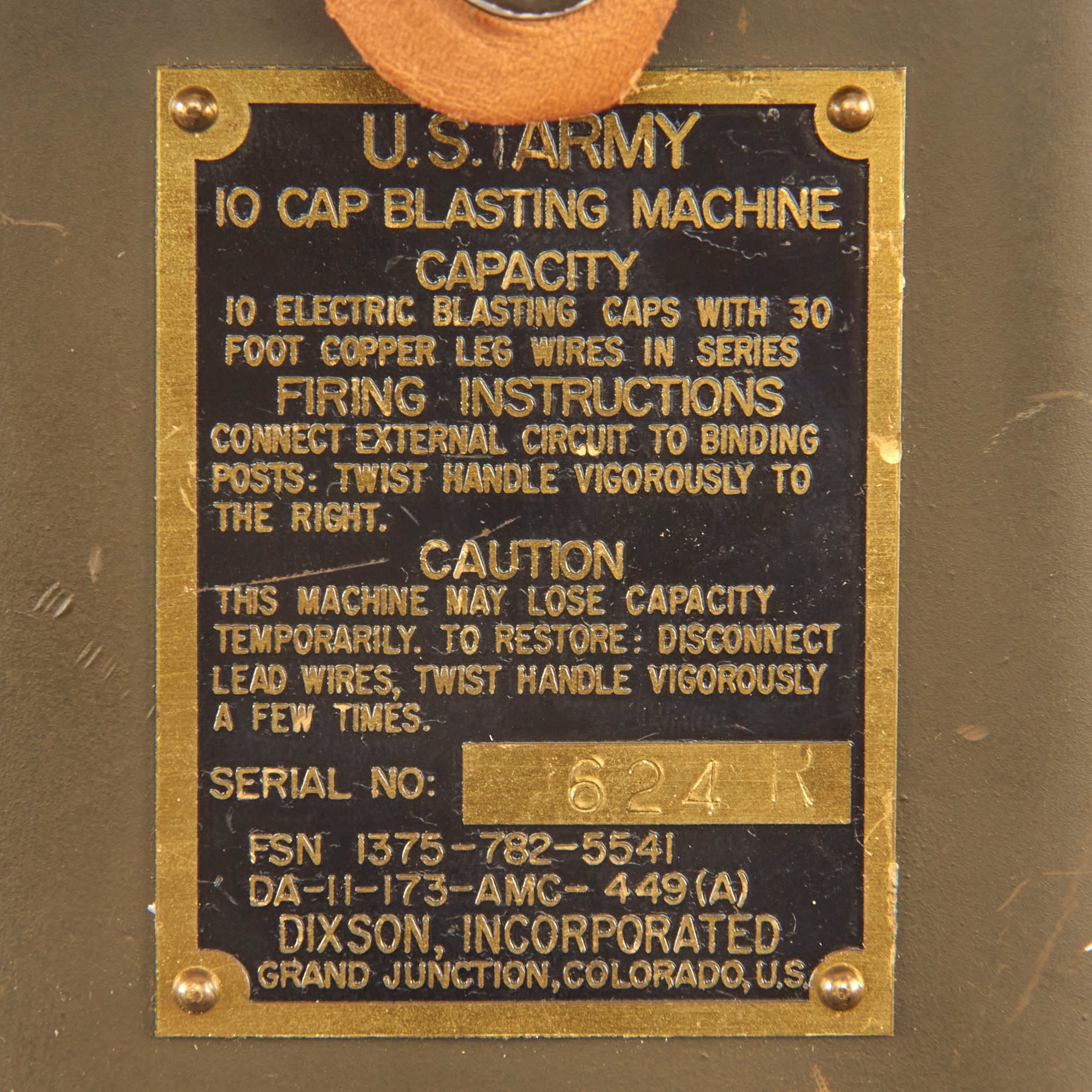 Original U.S. WWII era “D-Day” US Army Demolitions Team 10 Cap Blastin ...