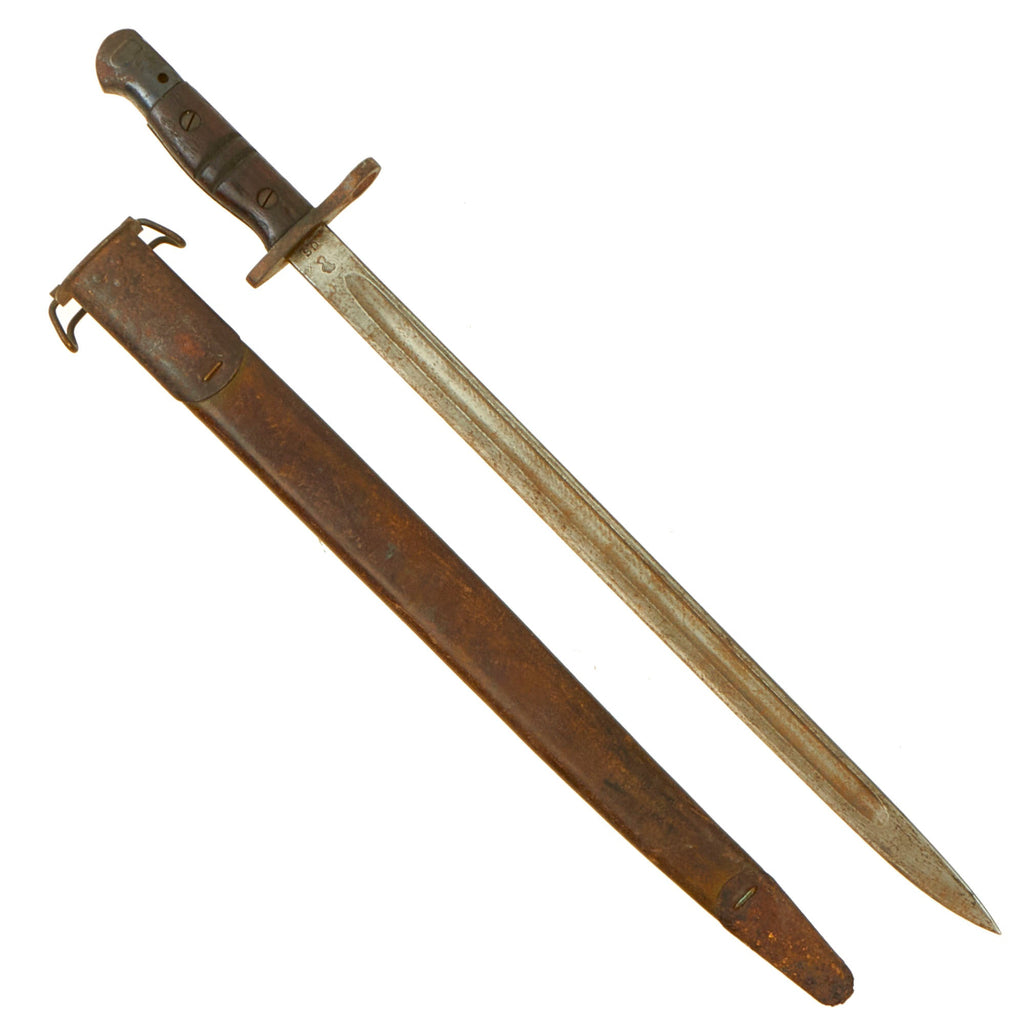 Original U.S. WWI M1917 Enfield Rifle & Trench Gun Bayonet by Winchester with Scabbard - dated 1917 Original Items