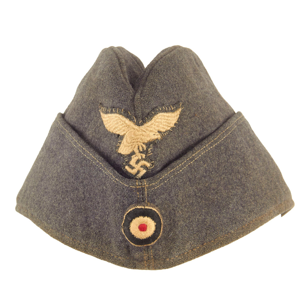 Original German WWII Service Used Luftwaffe EM-NCO Wool M38 Overseas Cap Original Items