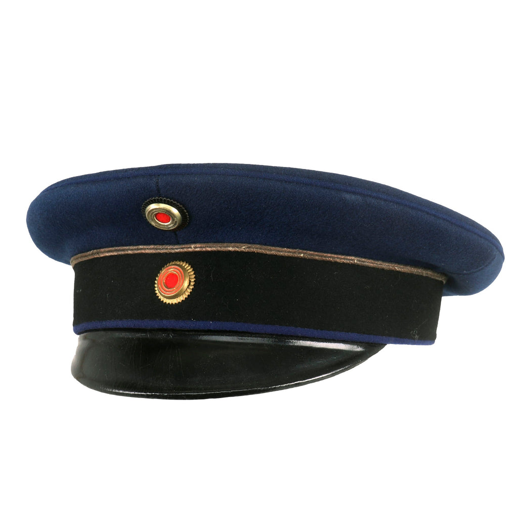 Original Imperial German WWI Principality of Lippe Dark Blue Technical Troops Officer Visor Cap by H. Denecke - SIZE: 55 ¼ Original Items