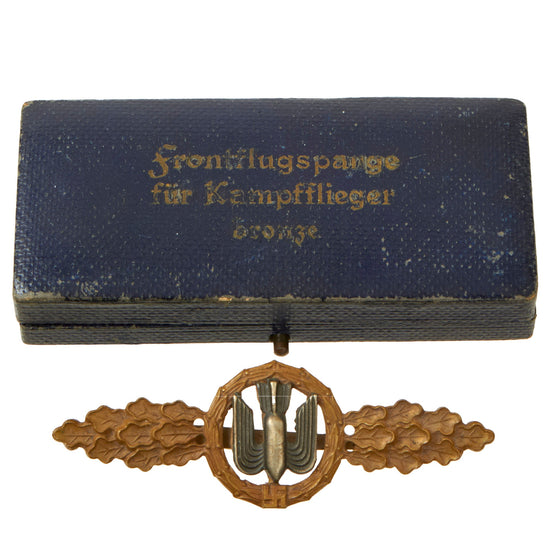 Original German WWII Cased Luftwaffe Bronze Grade Front Flying Clasp for Bombers & Dive Bombers (Kampf & Sturzkampfflieger) Original Items