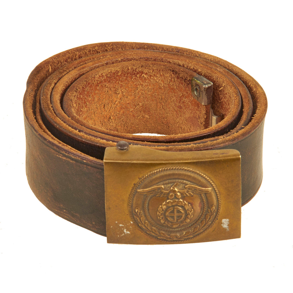 Original German WWII SA EM/NCO Belt with Early Two Piece Brass Buckle - Sturmabteilung Original Items