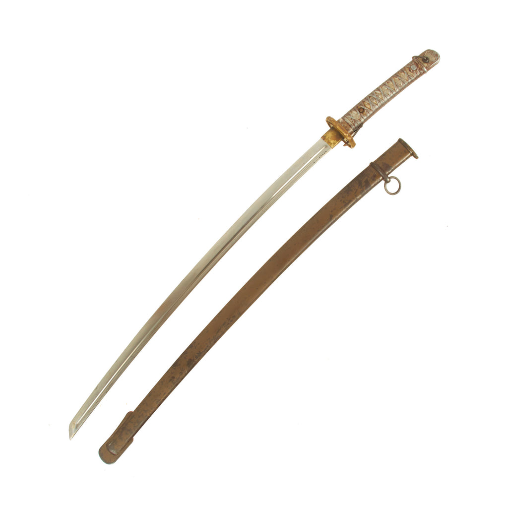 Original WWII Japanese Army Type 95 NCO Aluminum Handle Katana Sword with Excellent Blade - Matched Serial 87008 Original Items