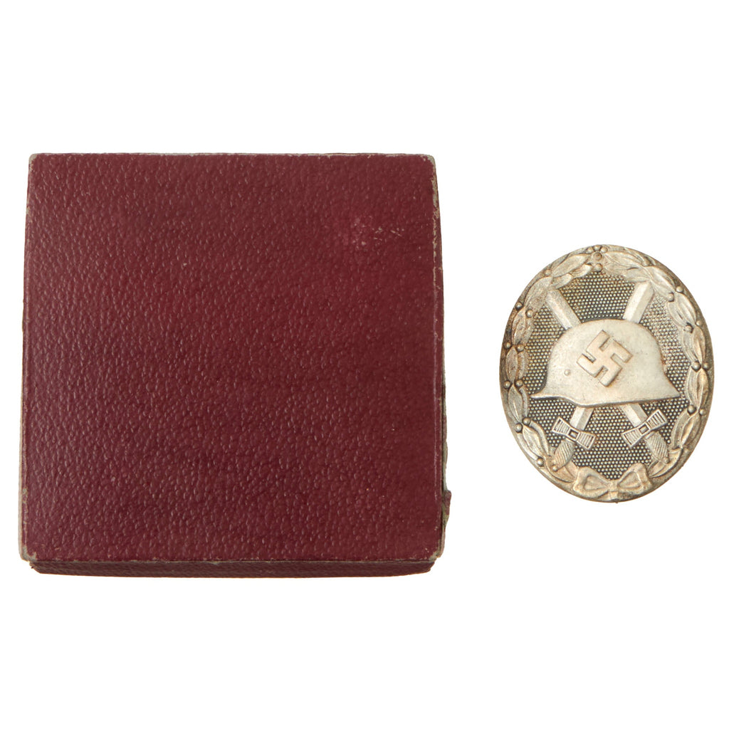 Original German WWII Silver Wound Badge by Klein & Quenzer A.G of Idar-Oberstein in Original Case Original Items
