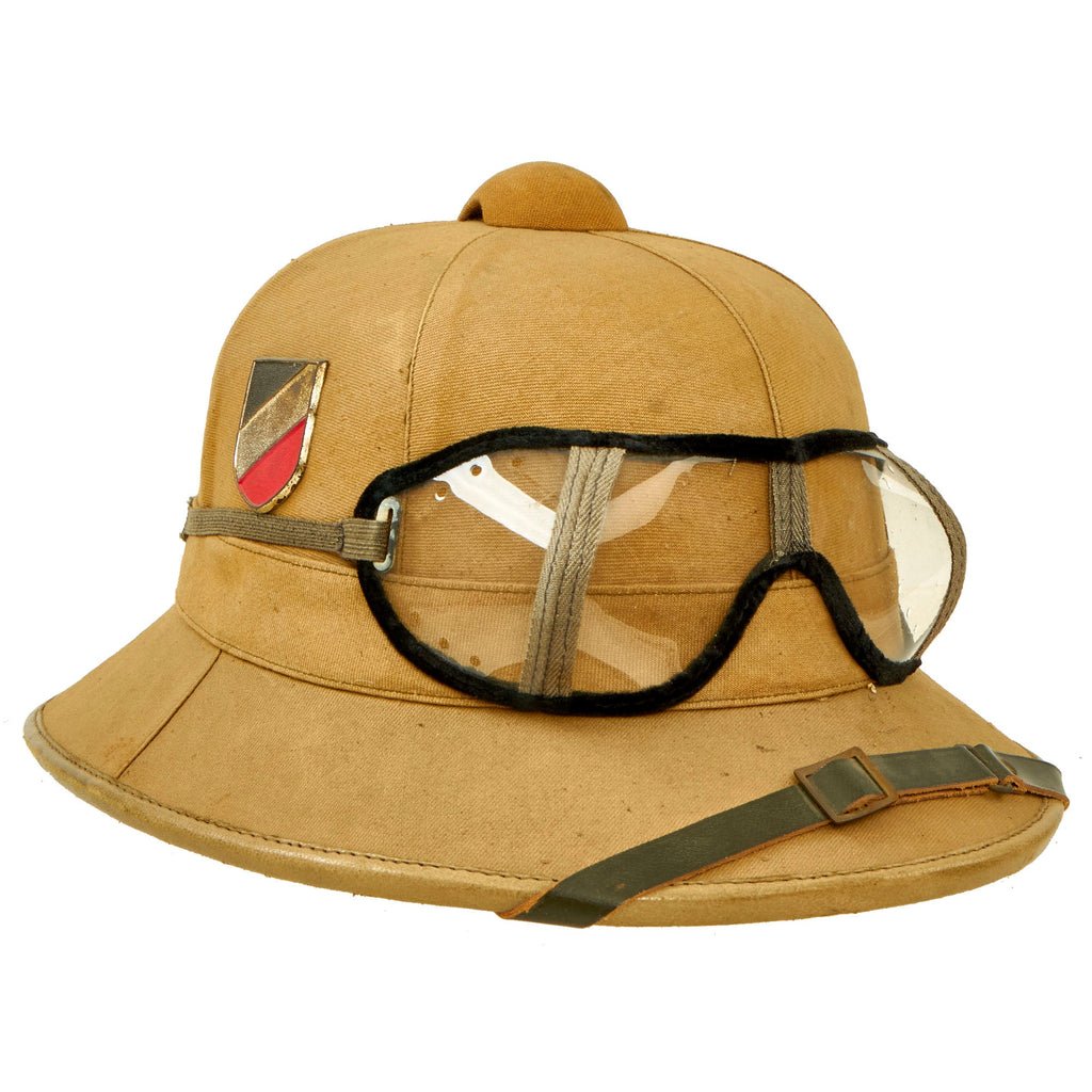 Original German WWII 1941 Dated First Model DAK Afrikakorps Sun Helmet by ORL with Eye Shields - size 57 Original Items