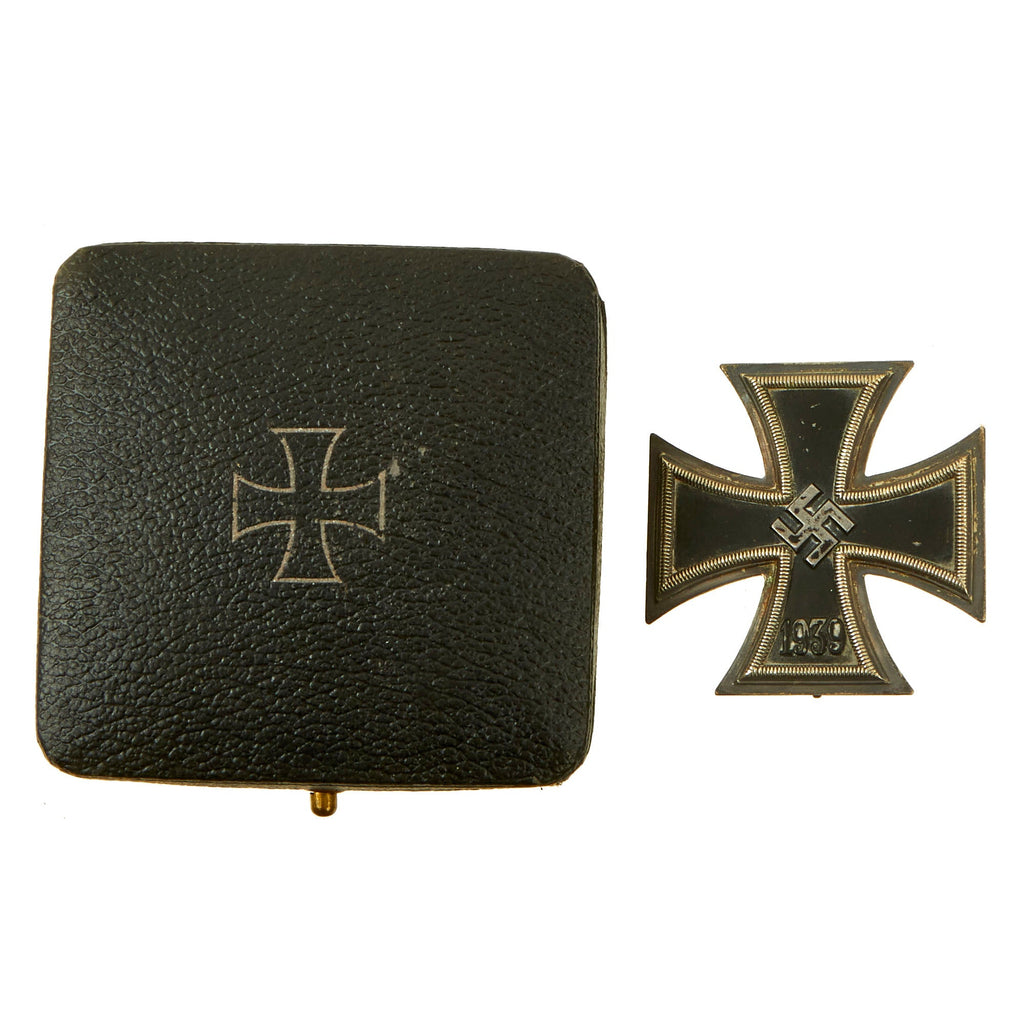 Original German WWII Iron Cross First Class 1939 with Pinback in Case - EKI - Unmarked Original Items
