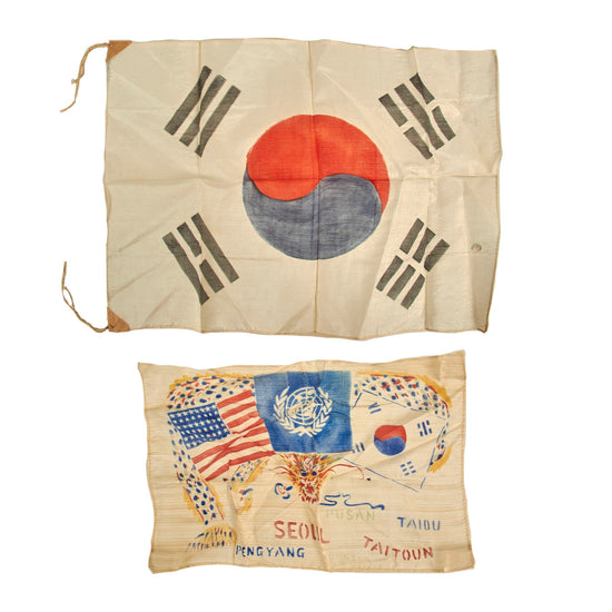 Original Korean War Era South Korean Small Taegukgi  & Souvenir Flag Lot Original Items