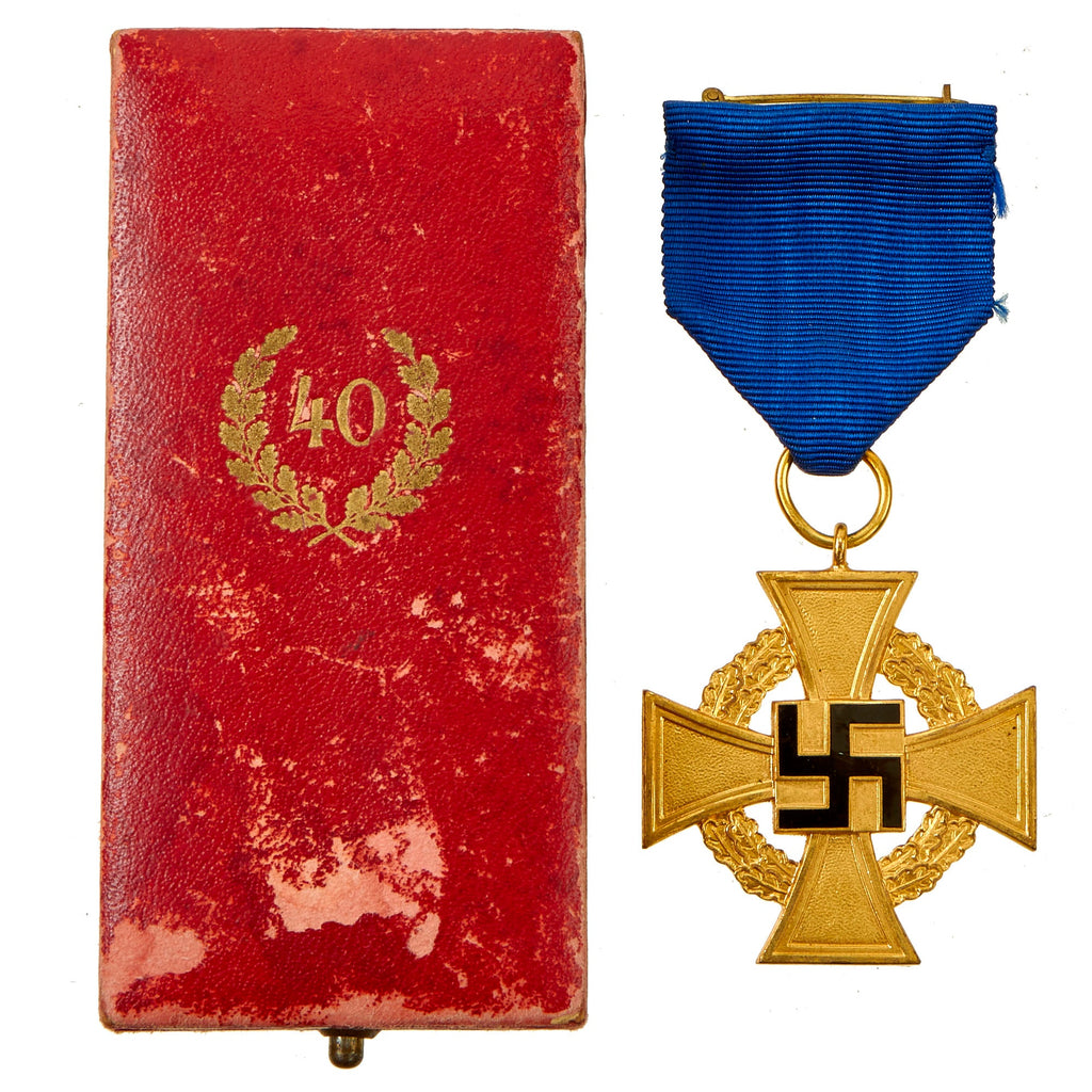 Original German WWII 1st Class 40 Year Civil Service Faithful Service Medal in Case Original Items