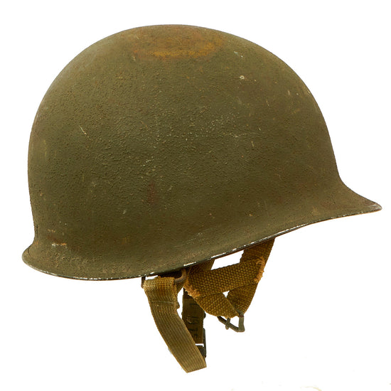 Original WWII U.S. Late War Produced M-1C Paratrooper Helmet With Westinghouse Jump Liner Original Items