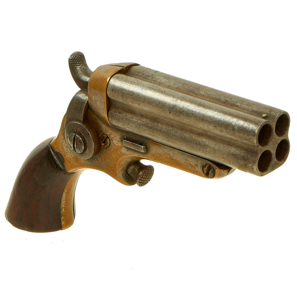 Original U.S. 19th Century Starr .32 Rimfire 4 Barrel Tip Up Pepperbox Pistol in Grade 2 "As Found" Condition - Serial 60 Original Items