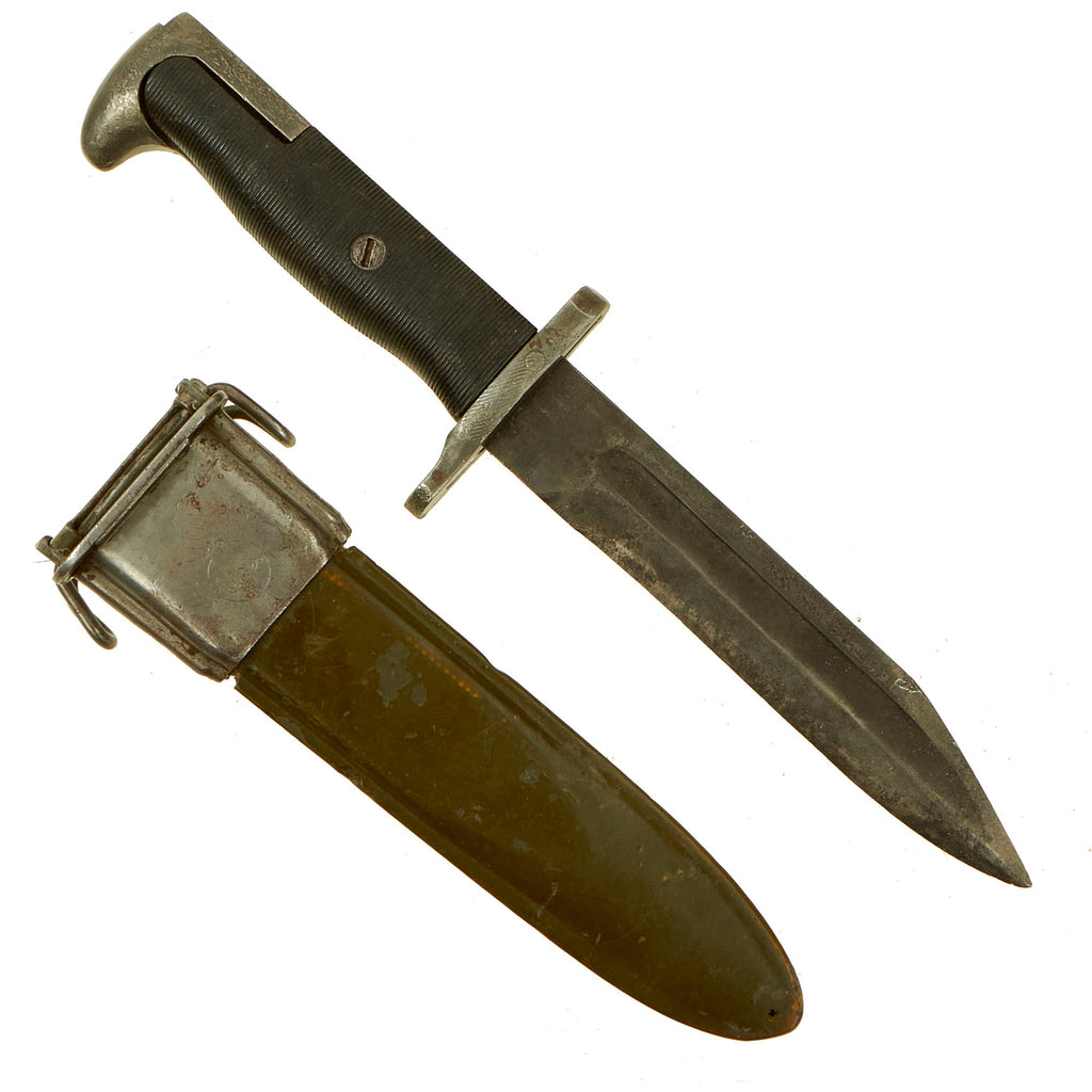 Original U.S. WWII Theater Made M1 Garand Bayonet Fighting Knife With M7 Scabbard by PAL - Dated 1942 Original Items