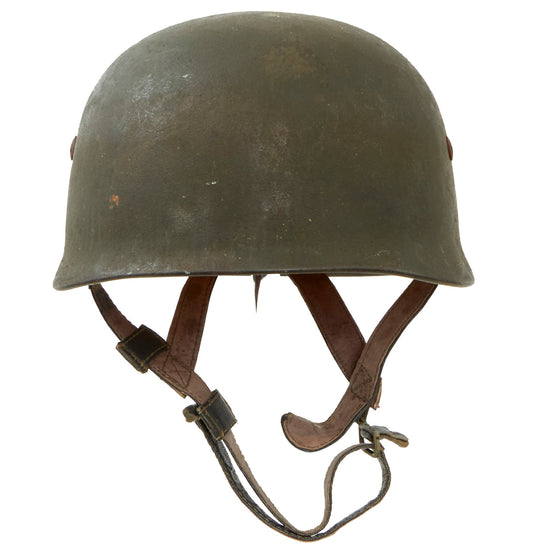 Original German WWII M-38 Luftwaffe Fallschirmjäger Paratrooper Helmet with Complete 56cm Liner and Chinstraps - CKL68 Original Items