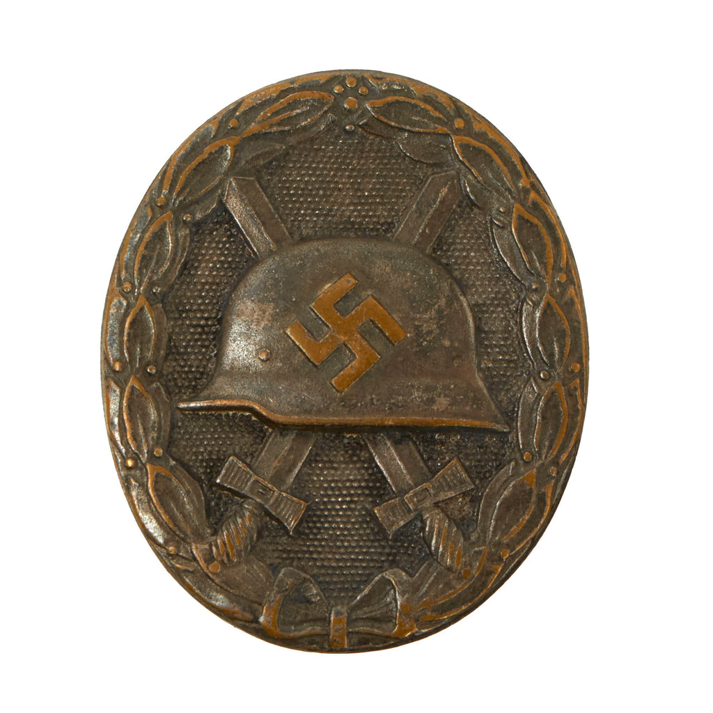 Original German WWII Early Brass Construction Second Class Silver Wound Badge - Unmarked Solid Back Original Items