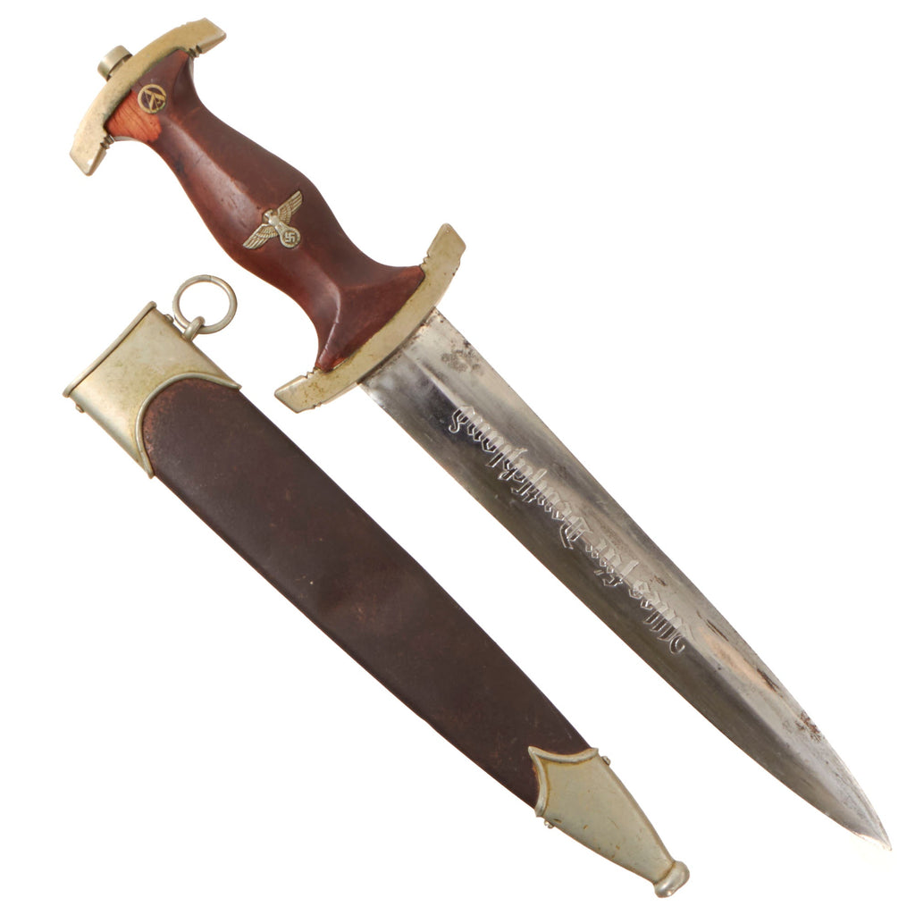 Original German Early WWII SA Dagger by Very Rare Maker Eduard Vitting of Solingen with Scabbard - McSARR Rarity Rated 10 of 10 Original Items