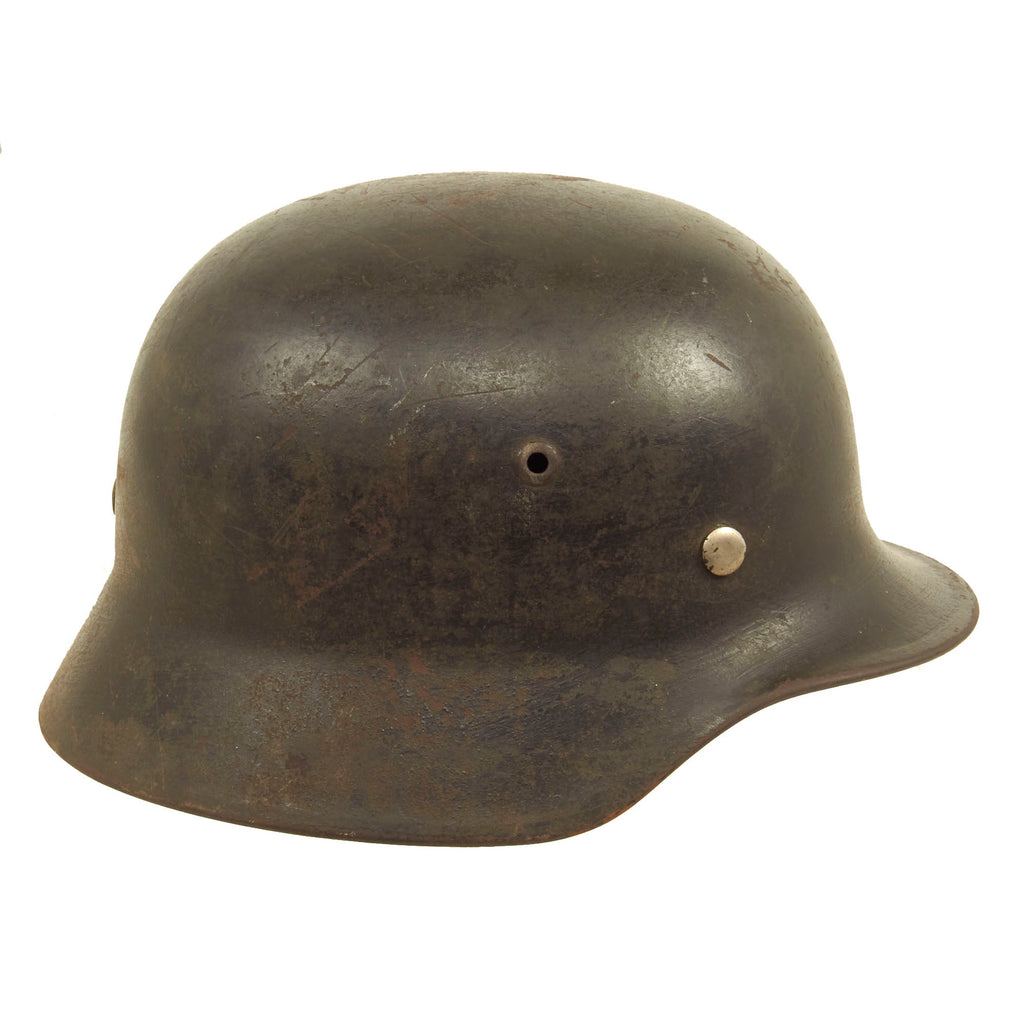 Original German WWII Army Heer M35 No Decal Steel Helmet with 1937 Dated 55cm Liner & Chinstrap - Q62 Original Items