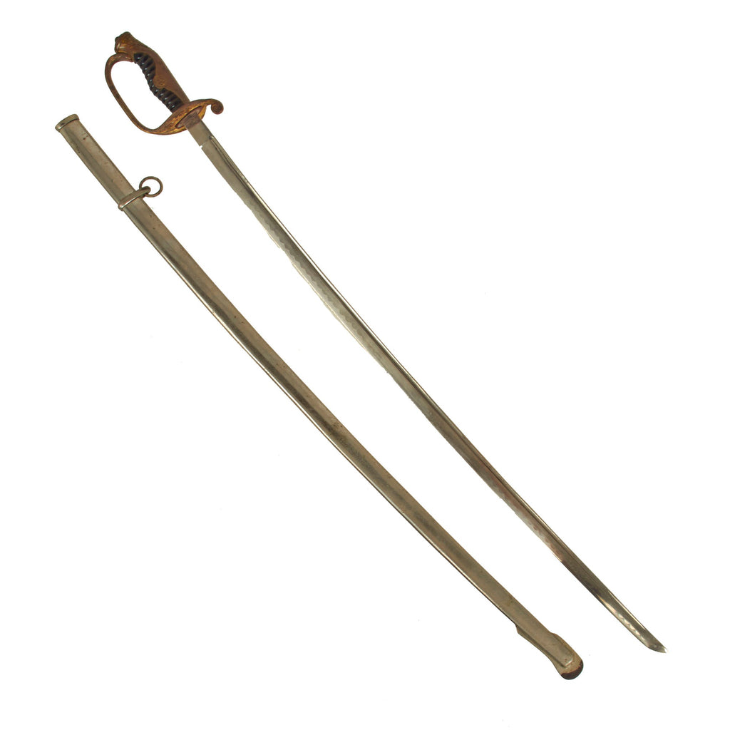 Original WWII Imperial Japanese Army Type 19 Kyu-Gunto Nickel Plated Parade Sword with Scabbard Original Items