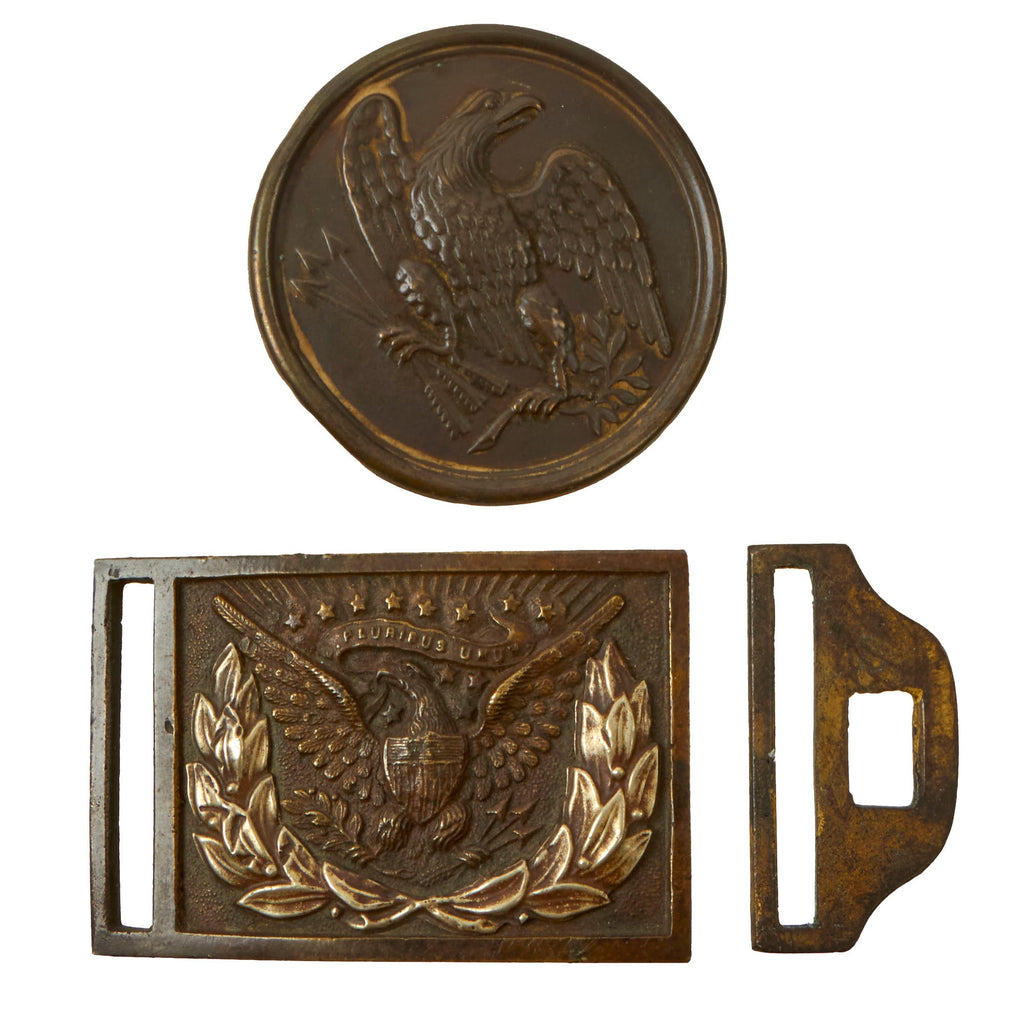 Original U.S. Civil War Union M1851 Federal Eagle EM NCO Belt Plate & Eagle Cartridge Box Plate Original Items