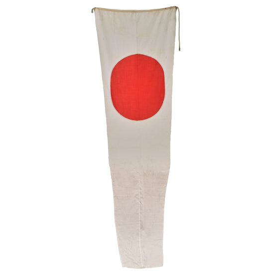 Original Japanese WWII Era Large Meatball Pennant Flag with Halyard & Maker Label - Multi-Piece Construction - 41 x 128”
