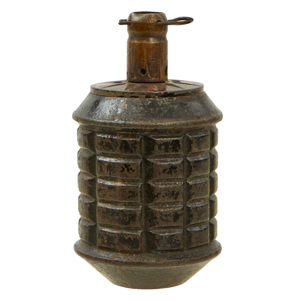 Original Japanese WWII Type 97 Inert Fragmentation Hand Grenade with Fuse Housing - Dated 1938 Original Items