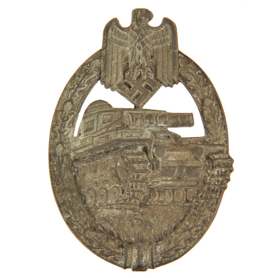 Original German WWII Panzer Assault Tank Badge by Hermann Aurich - Silver Grade Original Items