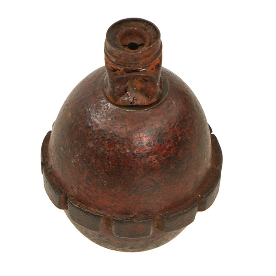 Original German WWI Model 1917 n/A Inert Egg Hand Fragmentation Grenade Trainer with Partial Early Fuze - Eierhandgranate Original Items