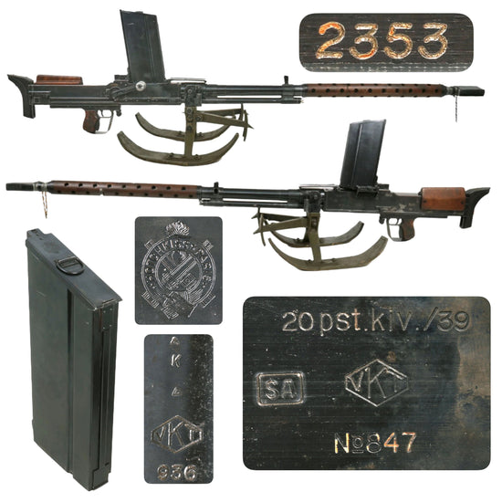 Original Finnish WWII Lahti L-39 Display Anti-Tank Rifle Serial 847 by VKT with Sled Bipod, Muzzle Cover & Display Magazine Original Items