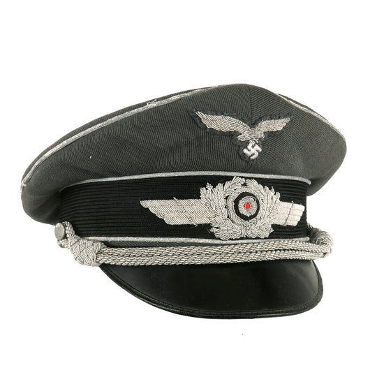 Original German WWII Luftwaffe Officer Schirmmütze Visor Crush Cap with Bullion Insignia by VIRO Original Items