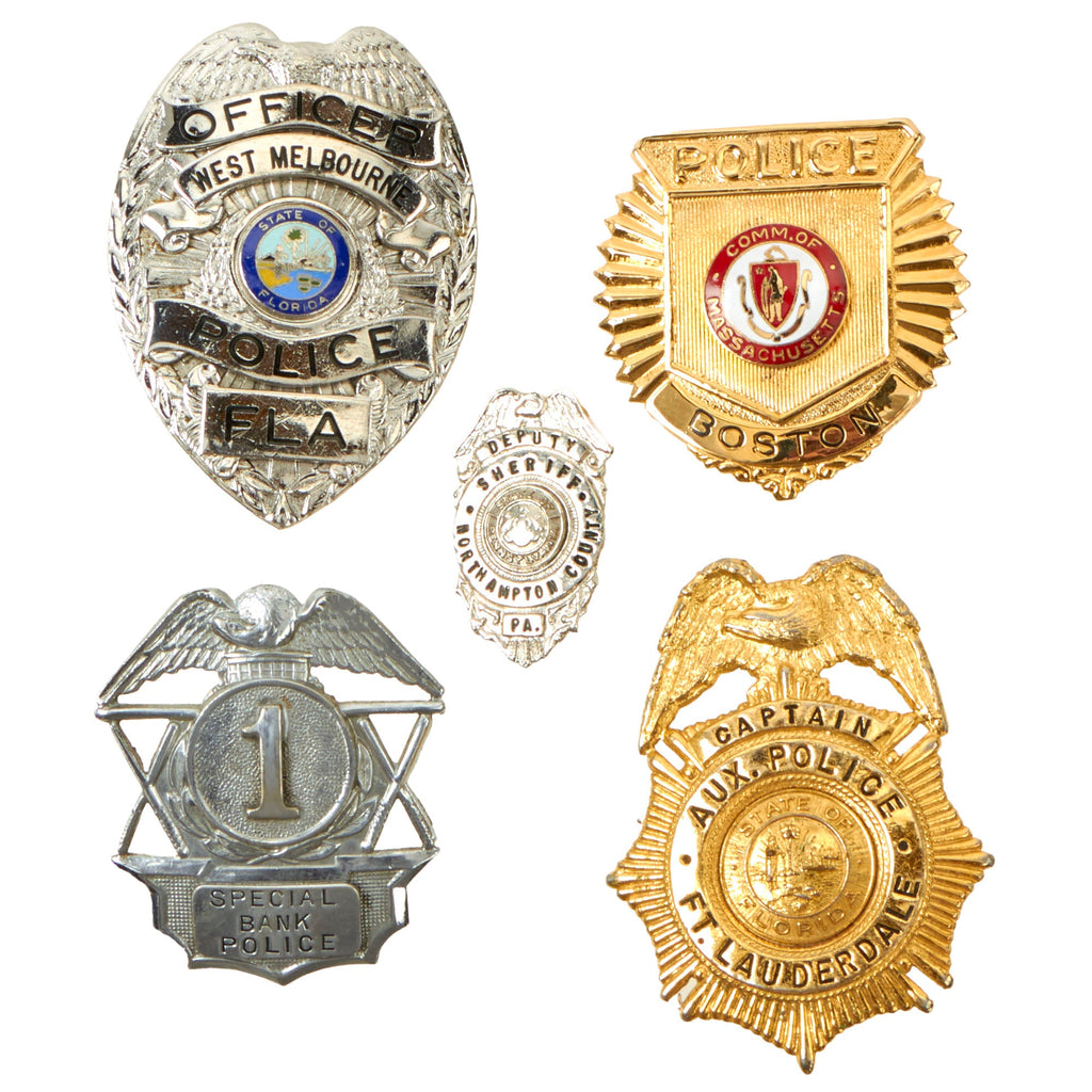 Original U.S. Law Enforcement Cap / Chest Badge Insignia Grouping - 5 Items Original Items