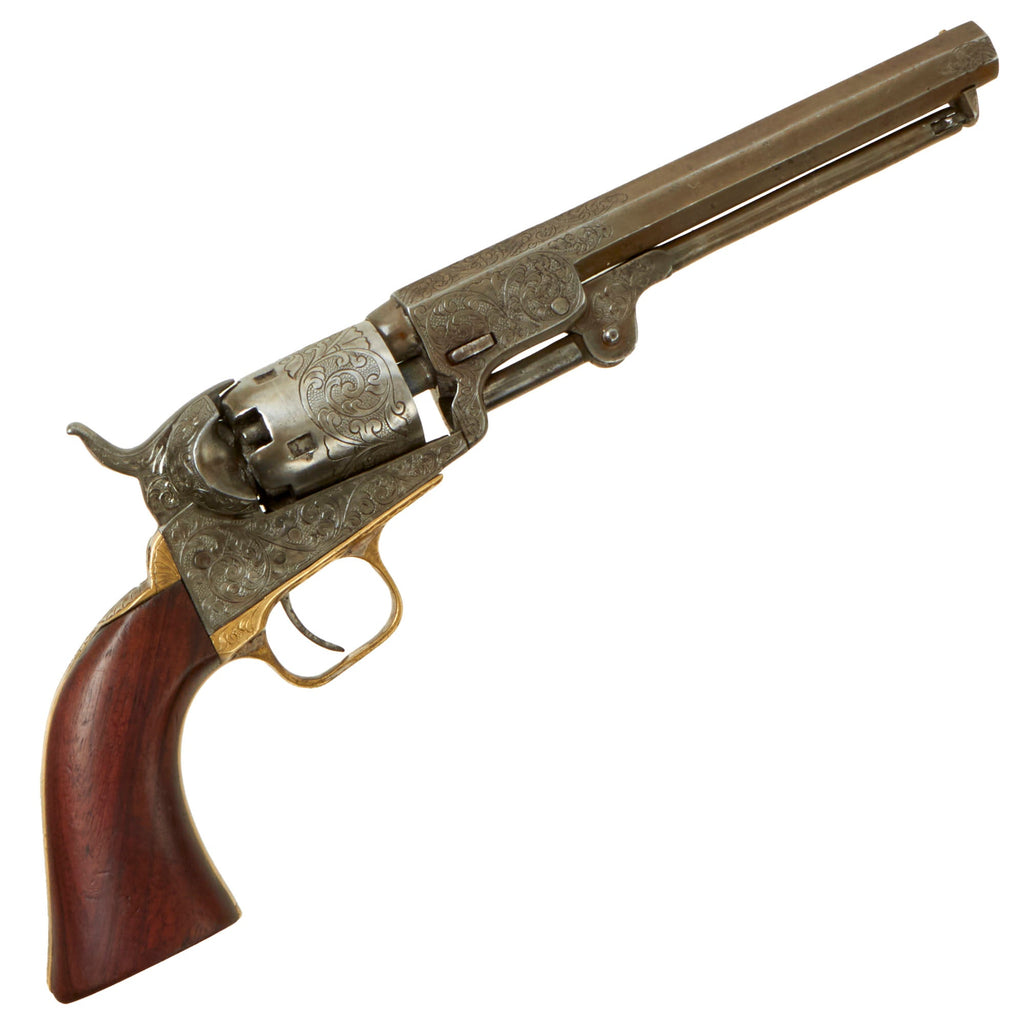 Original U.S. Civil War Colt M1849 Named and Fully Engraved Pocket Percussion Revolver with 6" Barrel Made in 1852 - Serial 39937 Original Items